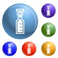 Chemical glass bottle icons set vector Royalty Free Stock Photo