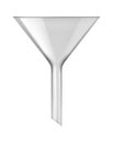 Chemical glass funnel. Medical pharmacy or biology laboratory filter equipment, 3d glassware for liquids filtration
