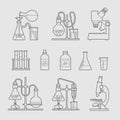 Chemical glassware icons set.