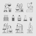 Chemical glassware icons set.