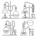 Chemical glassware icons set.