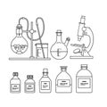 Chemical glassware icons set.