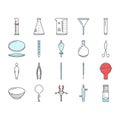 chemical glassware laboratory icons set vector Royalty Free Stock Photo