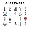 chemical glassware laboratory icons set vector Royalty Free Stock Photo