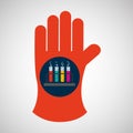 Chemical glove with test tube rack icon Royalty Free Stock Photo