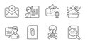 Chemical hazard, Job interview and Hand washing icons set. Search file, Reject mail and Attachment signs. Vector