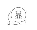 Chemical hazard line icon. Laboratory toxic sign. Death skull. Vector