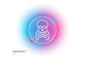 Chemical hazard line icon. Laboratory toxic sign. Death skull. Gradient blur button. Vector