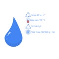 Chemical indicators of water, H2O formula, molar mass, boiling point of water, blue drop of water vector illustration Royalty Free Stock Photo