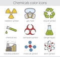 Chemical industry color icons set Royalty Free Stock Photo