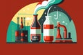 Chemical industry. Conceptual image of chemical retorts.