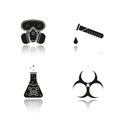 Chemical industry drop shadow black icons set