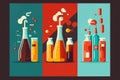 Chemical industry. Image of chemical retorts