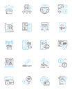 Chemical industry linear icons set. Polymerization, Isomers, Hydrocarbons, Methanol, Catalyst, Distillation, Extraction