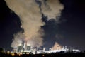 Chemical industry plant at night - building of a factory for the Royalty Free Stock Photo