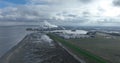 Chemical industry at terneuzen. DOW chemical park and petrochemical storage containers. Smokestacks and heay industry