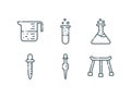 Chemical Lab in line Icon Set, Outline Icon, Chemistry Tools Icon, vector on white background. v1