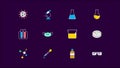 Chemical lab research  icons set  . Royalty Free Stock Photo