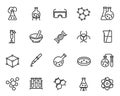 Chemical lab research vector linear icons set