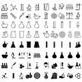 Chemical lab vector icon set. research illustration sign collection. Chemistry and biotechnology symbol.