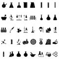 Chemical lab vector icon set. research illustration sign collection. Chemistry and biotechnology symbol.