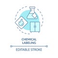 Chemical labeling soft blue concept icon