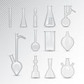 Chemical laboratory 3d lab flask glassware tube liquid biotechnology analysis and medical scientific equipment vector