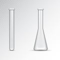 Chemical laboratory 3d lab flask medical equipment vector illustration.