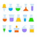 Chemical Laboratory Equipment Icons Set on White Background. Vector Royalty Free Stock Photo