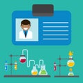 Chemical laboratory flask glassware tube liquid biotechnology analysis and medical scientific equipment chemistry lab Royalty Free Stock Photo