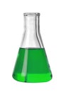 Chemical laboratory flask with green liquid Royalty Free Stock Photo