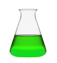 Chemical laboratory flask with green liquid isolated Royalty Free Stock Photo