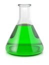 Chemical laboratory flask with green liquid Royalty Free Stock Photo