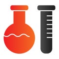 Chemical laboratory flasks flat icon. Lab glass test tubes. Chemistry subject vector design concept, gradient style Royalty Free Stock Photo