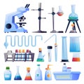 Chemical laboratory glassware equipment icons set Royalty Free Stock Photo