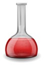 Chemical laboratory glassware. Red liquid in glass flask. Lab equipment, scientific chemistry tools. Test container or Royalty Free Stock Photo
