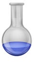 Chemical laboratory glassware. Transparent flask with blue liquid. Equipment for chemical lab realistic. Glass for Royalty Free Stock Photo