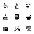 Chemical laboratory glyph style icons set Royalty Free Stock Photo