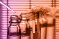 Chemical Laboratory,scientist dropping the reagent into test fla Royalty Free Stock Photo