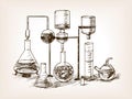 Chemical Laboratory still life sketch vector Royalty Free Stock Photo