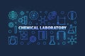 Chemical Laboratory vector blue outline illustration or banner Royalty Free Stock Photo