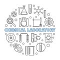Chemical Laboratory vector concept round outline illustration Royalty Free Stock Photo