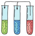 Chemical liquid separation icon. Laboratory glass doodle