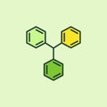 Chemical Molecule with three Hexagons vector Chemistry colored icon