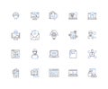 Chemical physics line icons collection. Quantum, Kinetics, Thermodynamics, Spectroscopy, Dynamics, Electrons, Molecules