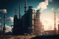 Chemical plant construction, industry concept Royalty Free Stock Photo