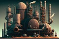 Chemical Plant with Futuristic Pipes and Tanks