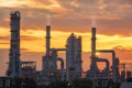 Chemical plant and oil refinery industry with sunrise Royalty Free Stock Photo