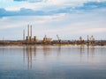 Chemical plant reflections on water surface Royalty Free Stock Photo