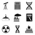 Chemical pollution icons set, simple style